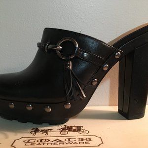 Coach Black Leather Clogs